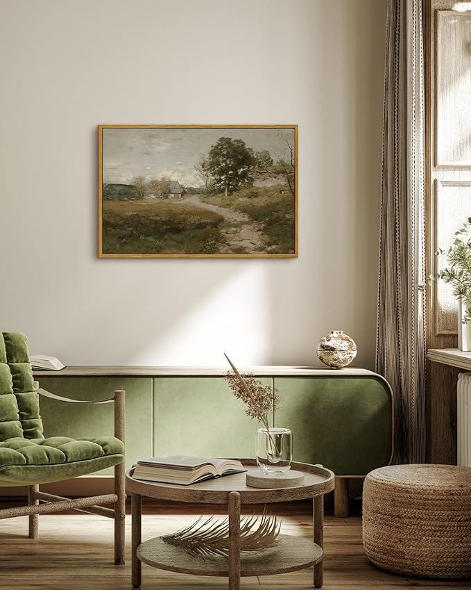 InSimSea Framed Canvas Wall Art Vintage Decor, Room Decor Classical Oil Painting Canvas Prints Arkville Landscape Vintage Wall Art Home Decor, 16"x24"