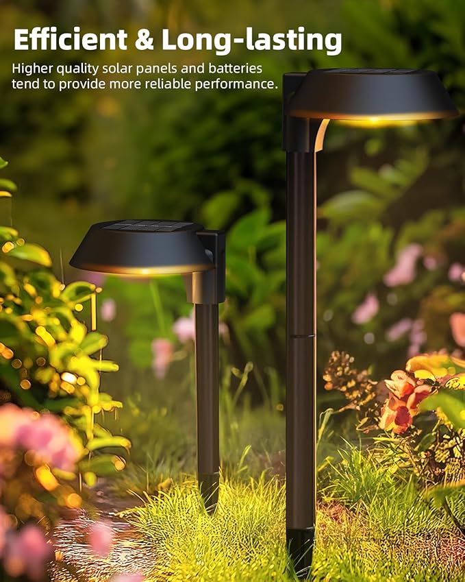 Solar Lights Outdoor Waterproof, LED Solar Pathway Lights Outdoor Garden Landscape Lighting for Walkway Driveway, Auto On/Off, 6 Pack