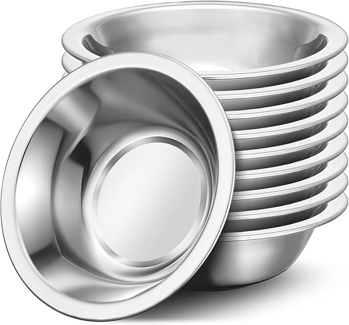 304(18/8) Stainless Steel Mixing Bowls for Kitchen, 10 Pack 6.3" 13.67 fl.oz Metal Mixing Bowls Set Stackable for Baking Serving Cooking Food Prep Storage Dishwasher Safe Lightweight