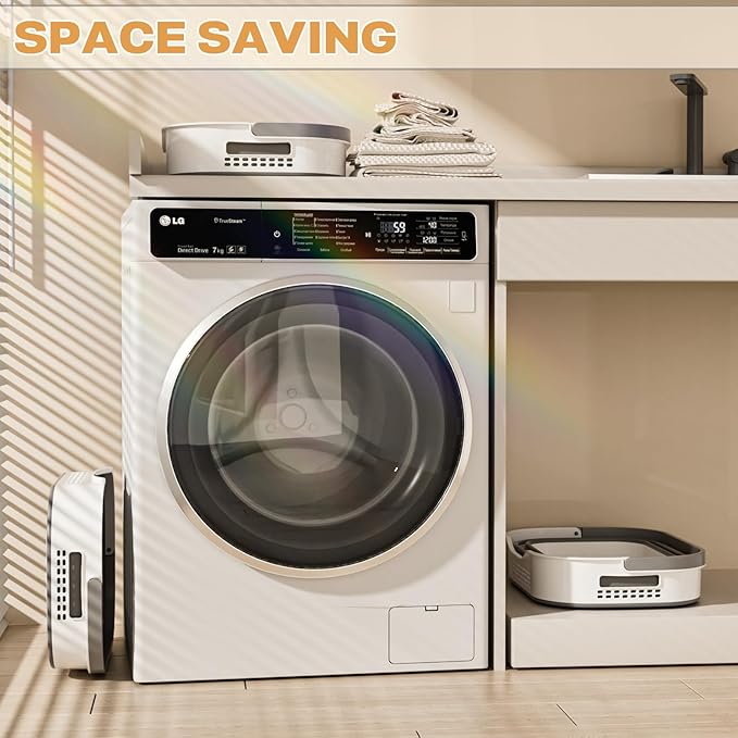 43L(11.5Gallon) Collapsible Laundry Basket with Handles, Foldable Laundry Basket Plastc,Pop Up Tall Storage Container/Organizer/Clothes Hamper for Laundry (Grey,1 Pack)