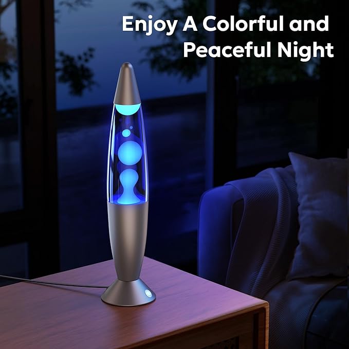 17 Color Liquid Motion Lamp LED Changing Lamp with Remote 16 Inch Large Blue Pink Green Red Purple Classic Relax Night Light Retro Big Table Lamp for Kids Adults Boys Room Home Decor