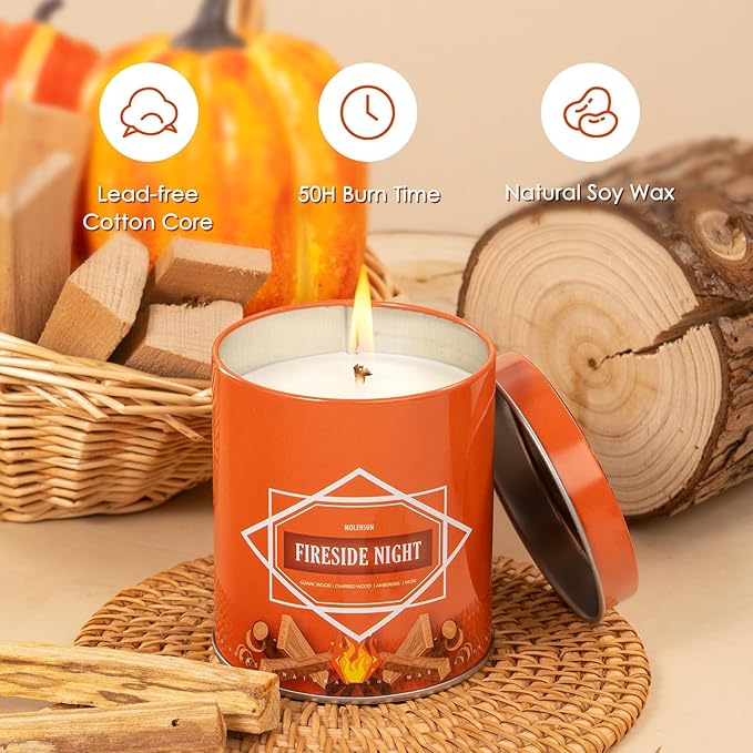 Fall Candle – Autumn Hearthglow Scented Soy Candle (9oz), 50-Hour Burn, Autumn Decor, Holiday Gift for Women & Men