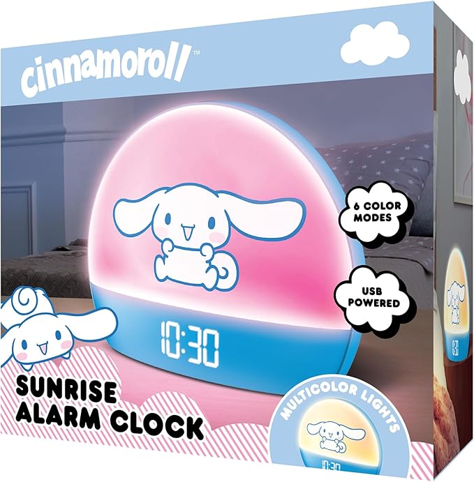 Hello Kitty Sunrise Alarm Clock - Multicolor Lights, USB Charging, LED Display, and Snooze Function
