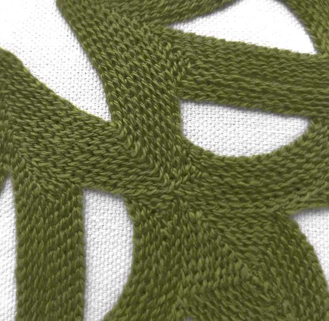 Alysheer Embroidered Decorative Throw Pillow Covers 18"x18" Set of 2 Pieces, Chic Boho Mandala Knit Pattern, Durable 100% Cotton Canvas Cushion Cases for Sofa Couch Living Room(Olive Green)