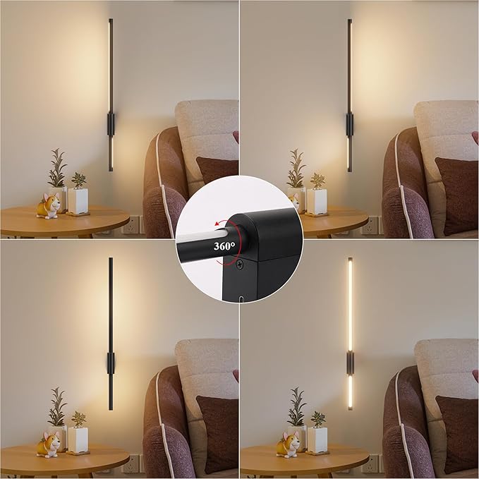 2 Pack Battery Powered Wall Sconces 6000mAh Rechargeable Dimmable LED Wall Lights for Living Room, Hallway, Bedroom, 23.6in Living Room Dressers, 23.62 in