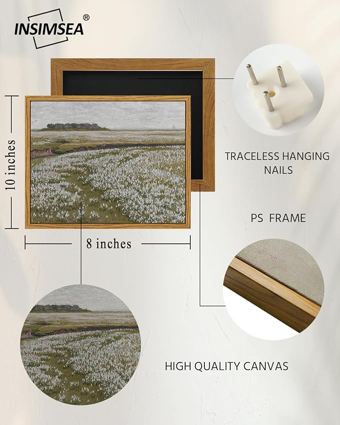 InSimSea Framed Canvas Wall Art Vintage Decor, Room Eclectic Decor, Classical Scenery Painting Canvas Art Wall Decor, Home Office Living Room Bathroom Wall Decor Home Decor, 8"x10"