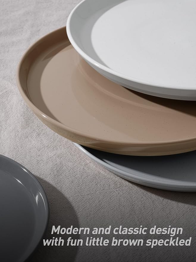 Famiware Saturn Speckled Dinnerware Sets for 4 (12 Pieces), Stoneware Plates and Bowls Dish Set - Chip and Scratch Resistant, Microwave and Dishwasher Safe, Multi-color