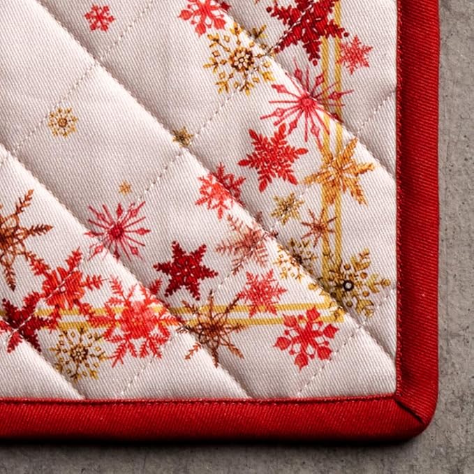 Maison d' Hermine Pot Holders Set 100% Cotton Heat Resistant Potholders 8" x 8" Hot Pads with Loop for Thanksgiving Christmas Decorations BBQ Cooking Baking Handling Hot Pans (Pack of 2, Crystal Star)