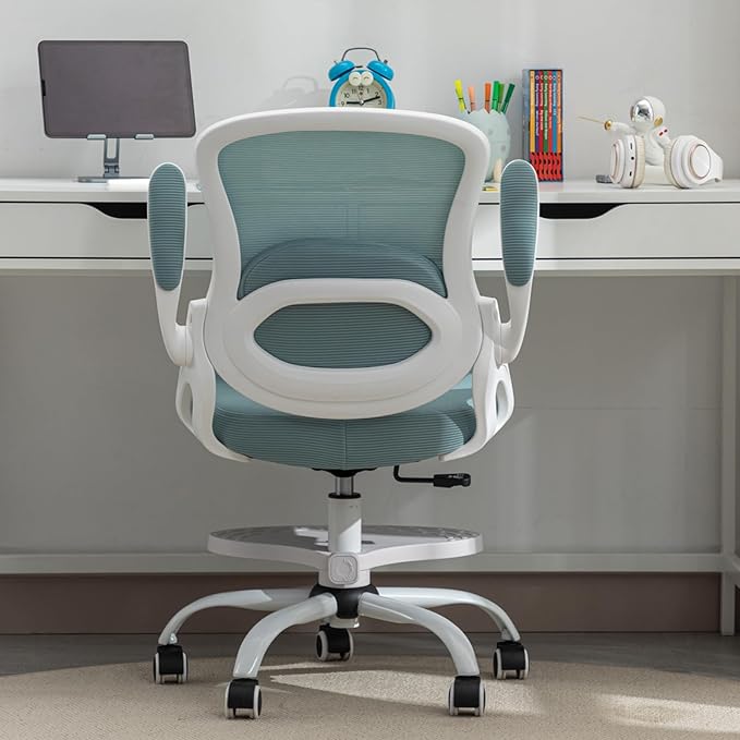 Kids Desk Chair,Ergonomic Study Chair with Adjustable Height,Swivel Mesh Desk Chair with Wheels,Home Office Chair for Children in Home Bedroom Blue