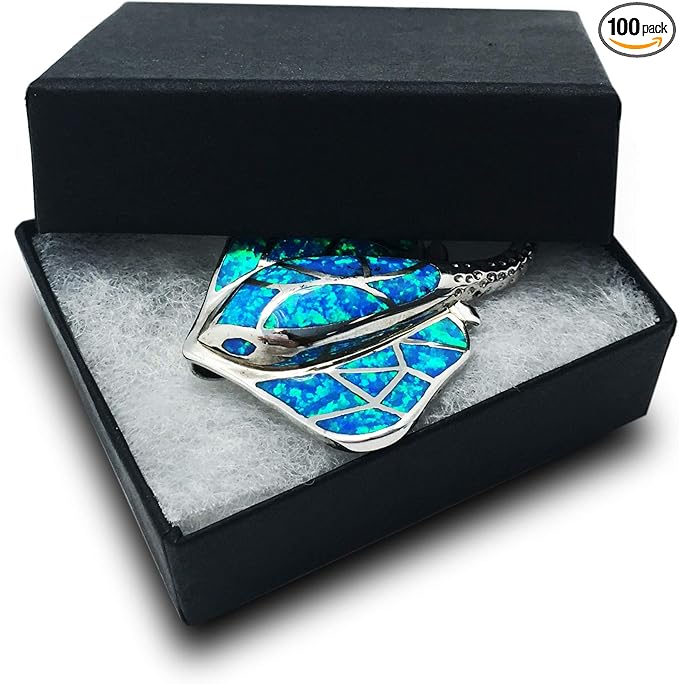 TheDisplayGuys - 100-Pack #11 Cotton Filled Cardboard Paper Jewelry Boxes Gift Case - Matte Black (2.1" x 1.8" x 0.8") - for Shipping or Storage