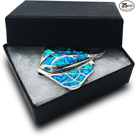 TheDisplayGuys - 25-Pack #11 Cotton Filled Cardboard Paper Jewelry Boxes Gift Case - Matte Black (2.1" x 1.8" x 0.8") - for Shipping or Storage