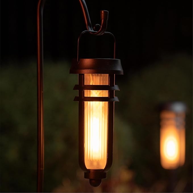 Metal Solar Torch Lights - Adjustable Height (24" - 50"), Outdoor Garden Decor with Patented LED, Waterproof Solar Tiki Torches for Yard, Patio, Garden Pathway, Matte Black – 1 Pack