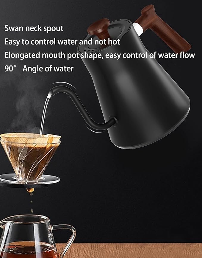 Electric Kettles, Gooseneck Electric Kettle, ±1℉ Temperature Control, Stainless Steel Inner, Quick Heating, for Pour Over Coffee, Brew Tea, Boil Hot Water, 0.9L (Black)
