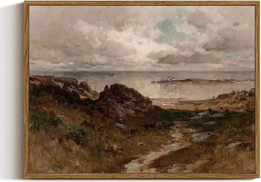 InSimSea Framed Canvas Wall Art Vintage Decor, Room Decor Coastal Landscape Wall Art Paintings Prints, Home Decor Wall Art for Living Room, Farmhouse Office Bathroom Decor, 12"x16"