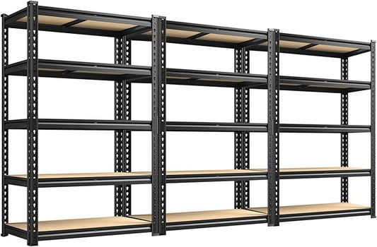 REIBII 2020LBS Storage Shelves 5 Tier Garage Shelving Heavy Duty Adjustable Garage Shelves, Utility Rack Shelf, Shelving Units for Storage Warehouse Pantry Closet, 35.5" W x 11.9" D x 72" H, 3 Pack