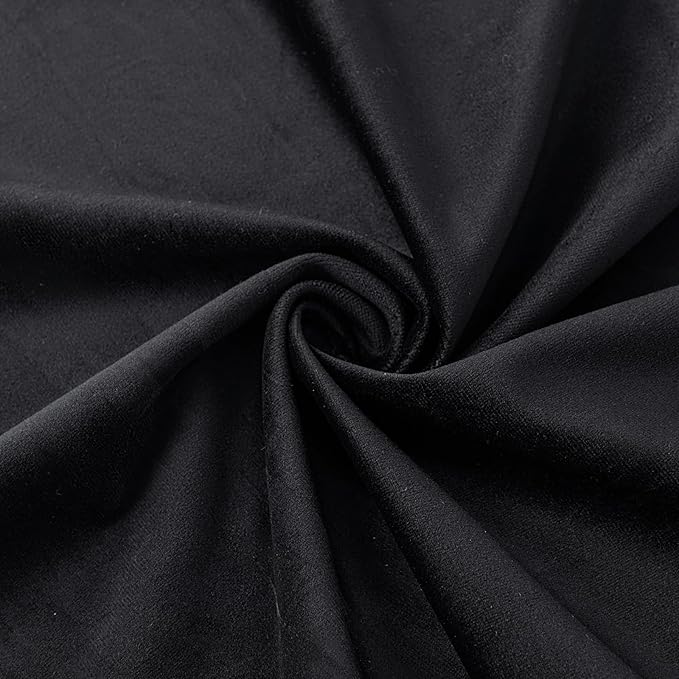 Furnimart Black Swivel Armless Desk Chair with Wheels, Small Velvet Upholstered Home Office Chair Mid-Back Adjustable Chair for Bedroom Dorm Living Room (Velvet-Black)