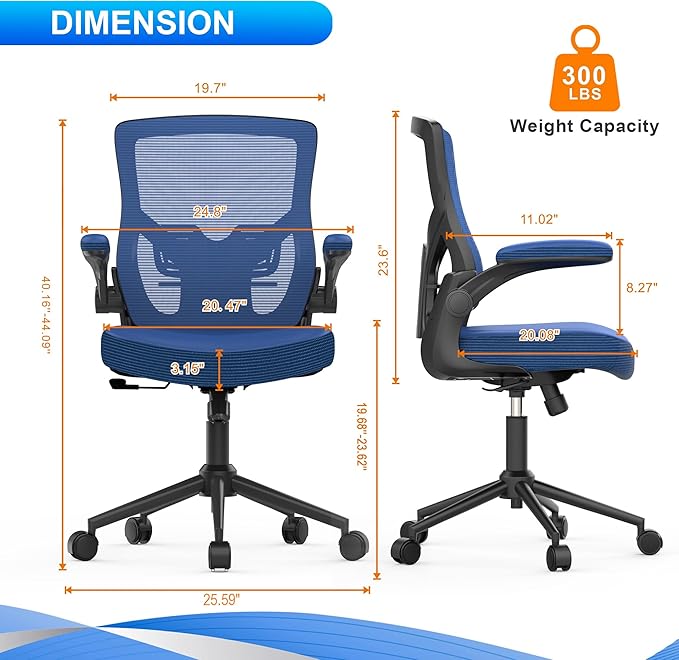 Office Chair, High Back Desk Chair Adjustable Height and Ergonomic Design Home Office Computer Chair Executive Lumbar Support Padded Flip-up Armrest Swivel Task Chair