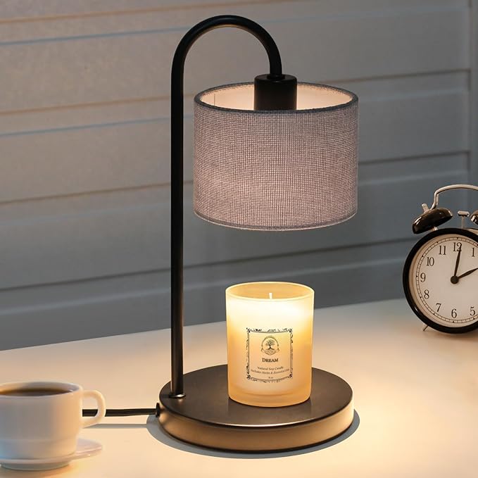 Candle Warmer Lamp with Timer, Dimmable Candle Wax Warmer Electric Candle Lamp for Scented Candles with 2 Bulbs, House Warming Gifts Brithday Gifts for Women Bedroom Home Decor - Gray