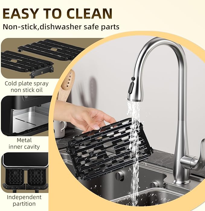 Panana Air Fryer 8.5QT, 6 in 1 Air Fryers Dual Zone 2 Busket,1800W Air Fryer for Roast, Bake, Dehydrator, Defrost, Reheat Quick Meals