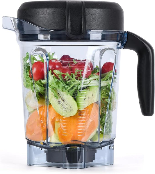 For Vitamix Blender Pitcher 64oz Low-Profile, Replacement Pitcher Container Jar Cup for Vitamix 750, 5200, 5000, 6300, 7500, A3500, Vm0102, Vm0103, Vm0197, E310 Classic/Explorian/Commercial Series