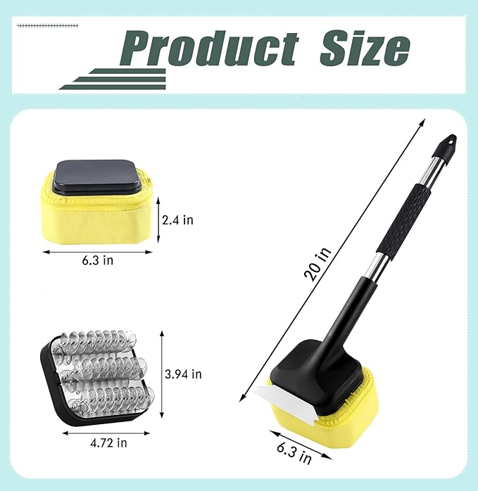 Hairless Grill Brush Set, with Scraper Heat-Resistant Cloth Brush Head and Stainless Steel Spring Brush Head Removable and Replaceable,Suitable for Cast Iron and Stainless Steel Grates