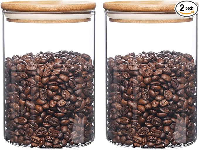umieo Glass Food Storage Containers with Lids, Small Storage Containers 27oz Set of 2, Glass Storage Jars with Airtight Lids for, Flour, Rice, Nuts, Candy, Coffee, Beans