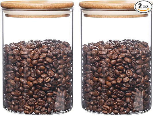 umieo Glass Food Storage Containers with Lids, Small Storage Containers 27oz Set of 2, Glass Storage Jars with Airtight Lids for, Flour, Rice, Nuts, Candy, Coffee, Beans