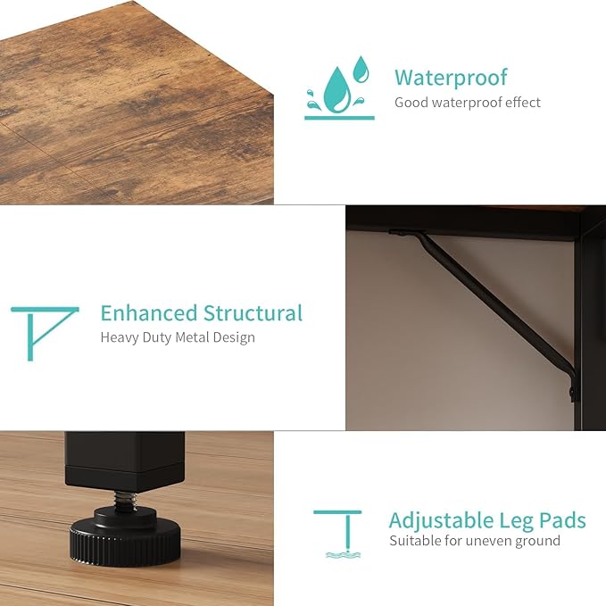 Lufeiya Small Desk for Small Spaces, 32 Inch Kids Girls Study Writing Desks for Bedroom, Simple Modern Laptop PC Little Side Table with Storage Bag Headphone Hooks, Rustic Brown