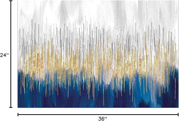 XXMWallArt FC3169 Abstract Wall Art Gold and Blue Canvas painting Artwork Painting Print for Living Room Bedroom Kitchen Home and Office Wall Decor