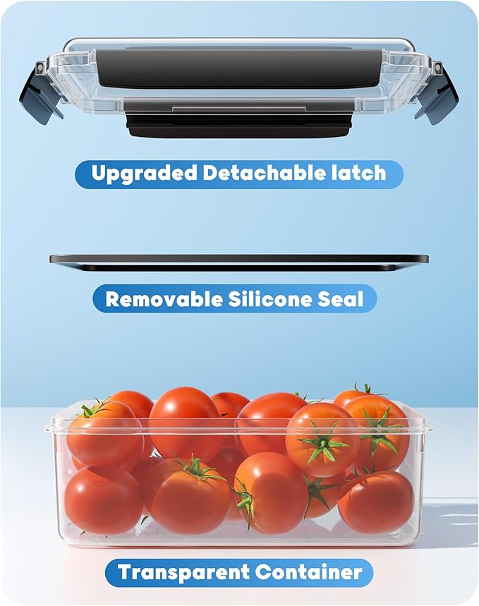 7 Cup Food Storage Containers with Lids, 6 Pack Plastic Food Containers, BPA Free Meal Prep Containers Reusable, Freezer Microwave Dishwasher Safe, Includes Labels & Pen