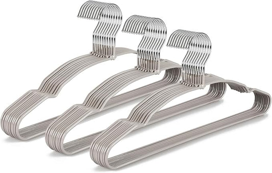 TOPIA HANGER Metal Hangers 30 Pack, Non Slip Clothes Hangers Space Saving, Heavy Duty Rubber Coated Wire Hanger for Coat, Shirt, Dress, Pants-Grey, CT12G30