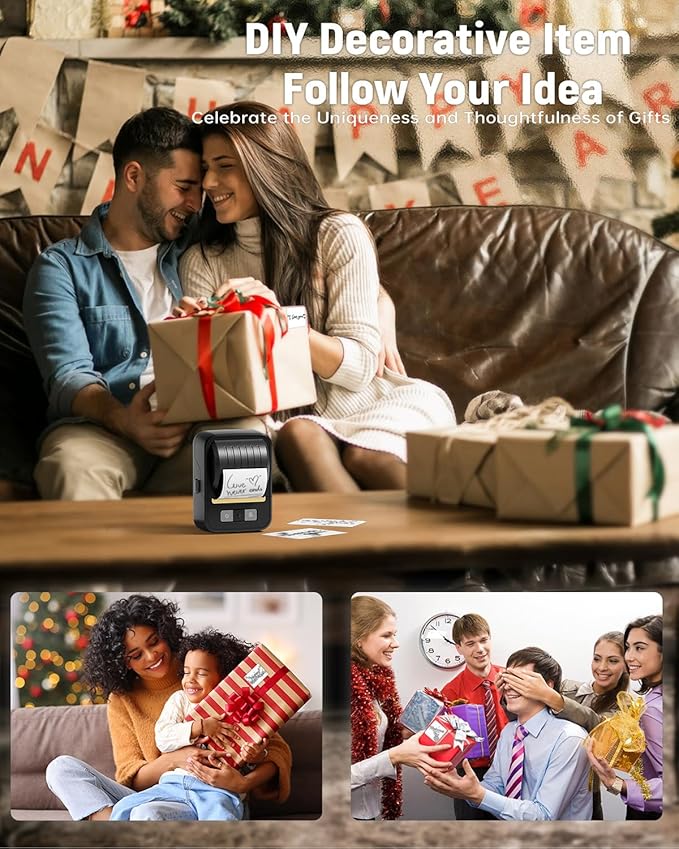 Label Maker Machine with Tape, Bluetooth Label Makers, Portable Thermal Label Printer Easy to Use for Small Business, Home, Office, School, Barcode, Address, Sticker Printer for Phone