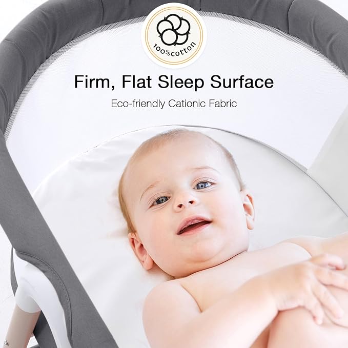 Baby bassinets,3 in1 Baby Crib, Sturdy, Portable & Easy to Assemble,Mosquito net and Portable Bag Included. (Gray)