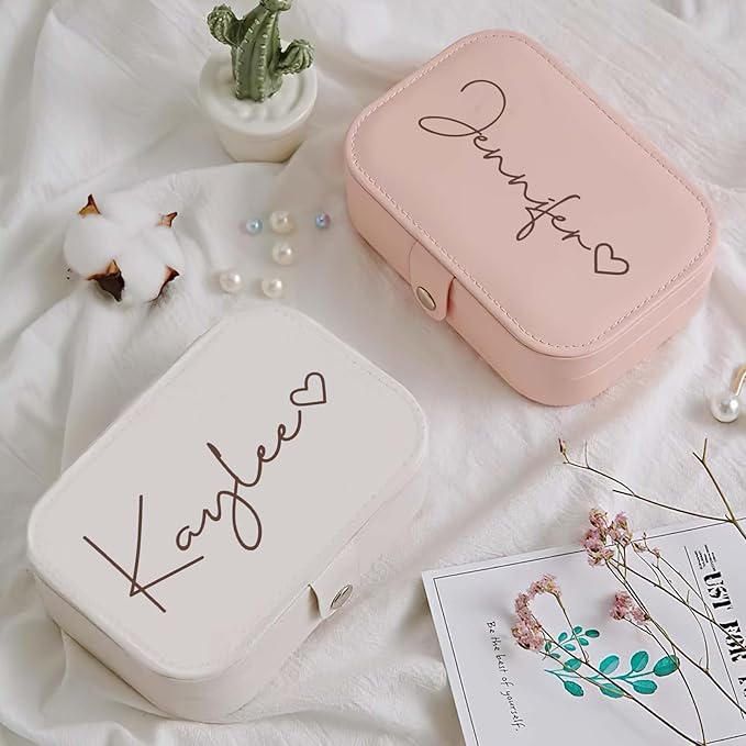 Personalized Jewelry Box Gifts for Women Custom Travel Jewelry Case Organization Leather Customized Birthday Anniversary Bridesmaid Gifts