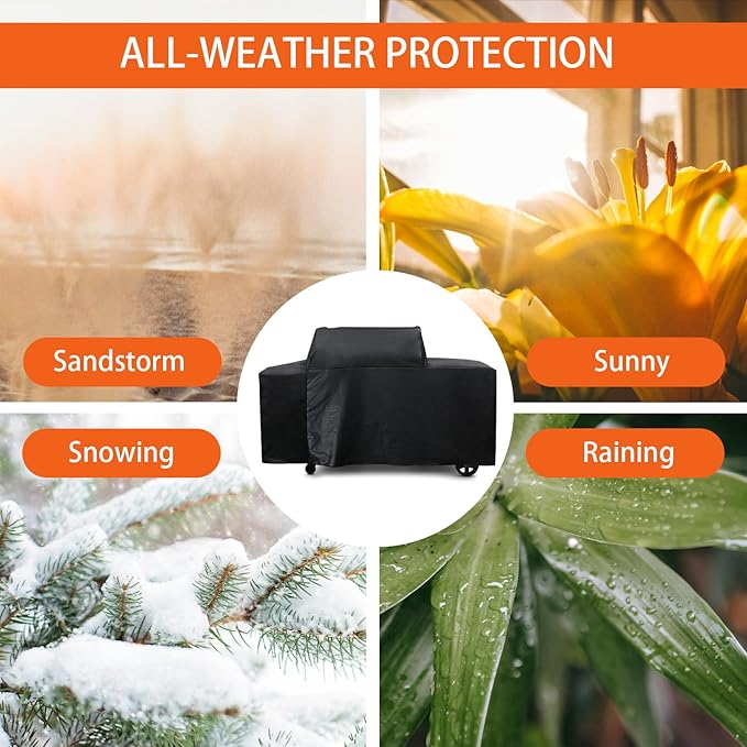 Replacement Traeger BAC776 Woodridge Pro and Woodridge Elite Pellet Grills, 600D Polyester Outdoor Heavy Duty Waterproof Full-Length All Weather Grill Cover Accessory- 69 in