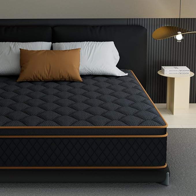 Twin Mattress- 12 Inch Hybrid Firm Support with Pocketed Coils & Cooling Gel Memory Foam | Orthopedic Back Pain Relief | Breathable | Twin Size Mattresses in a Box