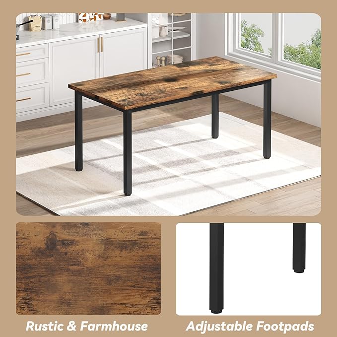 Recaceik Dining Table Set for 4 Kitchen Dining Room Set with 2 Dinner Benches, Farmhouse Breakfast Table for Apartment Small Space, Easy Assembly