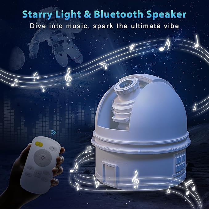 Planetarium Star Projector for Bedroom Decor with Bluetooth Speaker, 12 in 1 Galaxy Projector for Kids Adults Space Galaxy Lamp, 12 Planet Milky Way Discs, 8 White Noises, 8 Colors Night Light, Timer