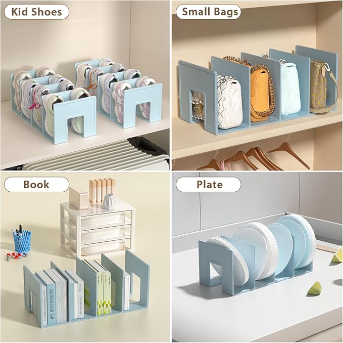 Kids Shoe Rack - 2 Pack Shoe Organizer for Toddlers & Children, Space-Saving Nursery Shoe Storage Shelf, Small Baby Shoes Display Rack for Closet/Entryway, for Desk File Book Organizer(Blue)