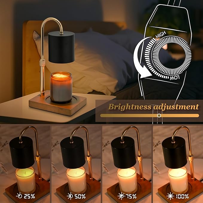Candle Warmer Lamp Timer - Electric Candle Lamp Warmer, Birthday Gifts for Women, for Mom, House Warming Gifts New Home, Candle Warmer for Jar Candles with 2 Bulb GreyBlack