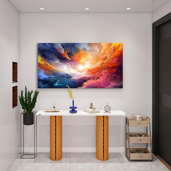 Pogusmavi Colorful Wall Art | Abstract Canvas Art | Pictures for Living Room Wall Decoration | Contemporary Home & Office Decor | Colorful Large Wall Art | Bedroom Decor Aesthetic 24×48in