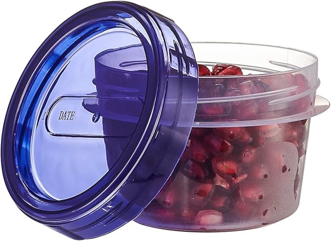 PLASTICPRO 6 Pack Twist Cap Food Storage Containers with Blue Screw on Lid- 4 oz Reusable Meal Prep Containers - Small Freezer Containers Microwave Safe Blue Plastic Food Storage