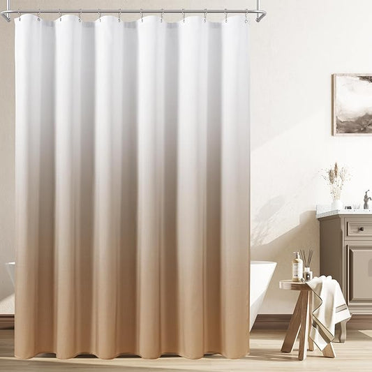 Naturoom Camel Shower Curtains for Bathroom,Ombre Cloth Fabric Shower Curtain Set with 12 Hooks Camel Bathroom Decor 72 x 72