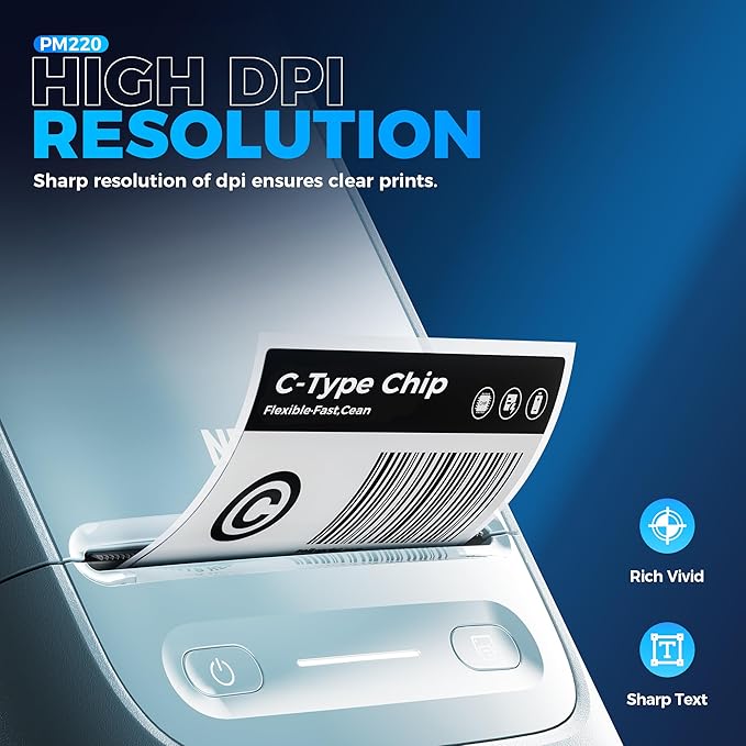 Nelko PM220 Bluetooth Label Maker Machine with Tape, 2 Inch Portable Thermal Printer for Small Business, Address, Logo, Clothing, Sticker Printer for Phones & PC, Cyan