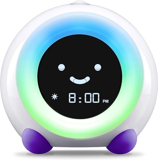 LittleHippo Mella: Kids Alarm Clock, Ready to Rise Children's Sleep Trainer, Night Light, Sound Machine and OK to Wake for Toddlers and Kids - Bright Purple (Updated 2025)