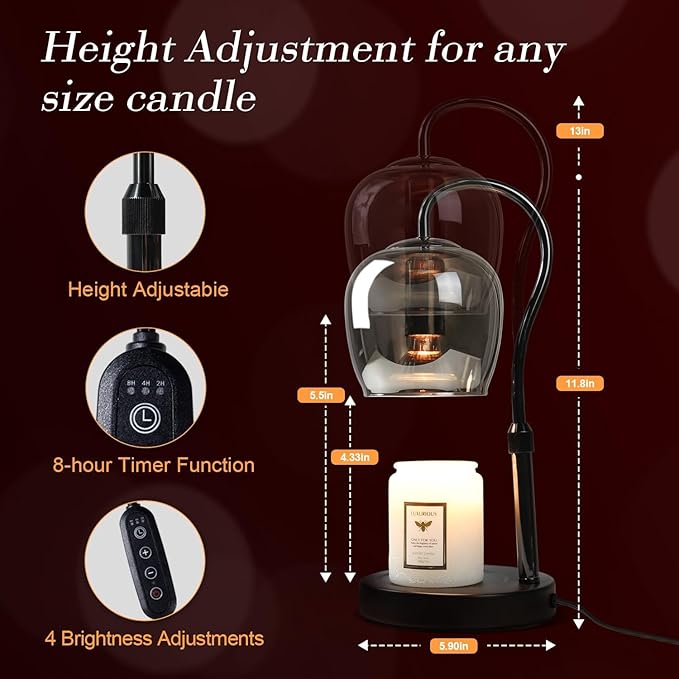 Candle Warmer Lamp with Timer & Dimmer, Ideal Mother's Day, Birthday Gifts for Mom, Wife, Women, Friends, Teacher Appreciation Gifts, Elegant Home & Bedroom Decor Lamp