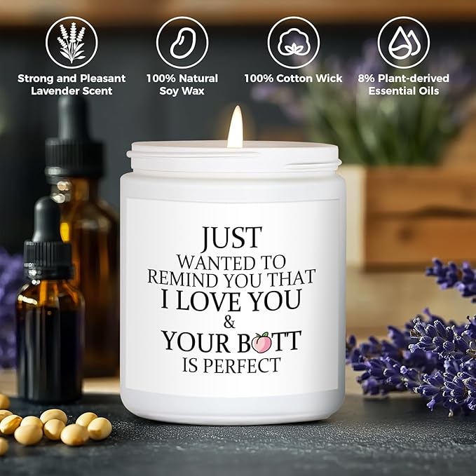 MOASITN Romantic Scented Candles for Her Him, I Love You & Your Butt is Perfect Valentines Day, Anniversary, Birthday, Christmas Candles for Girlfriend, Wife, Husband, Boyfriend, Couples