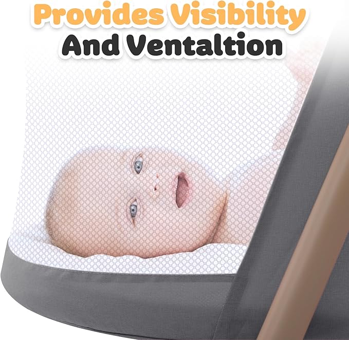 Baby bassinets,3 in1 Baby Crib, Sturdy, Portable & Easy to Assemble,Mosquito net and Portable Bag Included. (Gray)