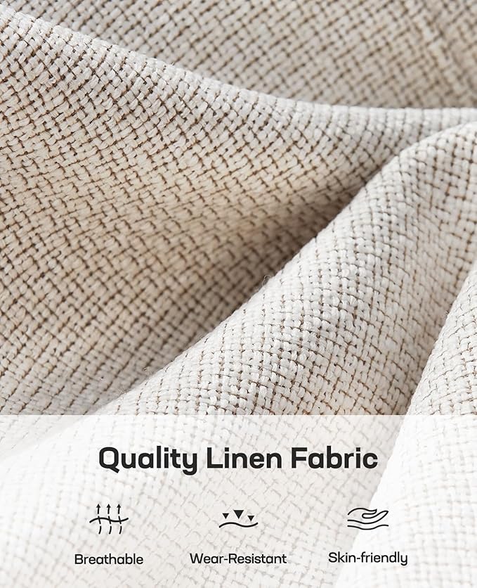 Marsail 89" Sofa Couch, 3-Seater Couches with Wide Armrests & Deep Cushions, Modern Linen Fabric Sofas for Living Room, Comfy Upholstered Couch with Removable Washable Covers, Beige