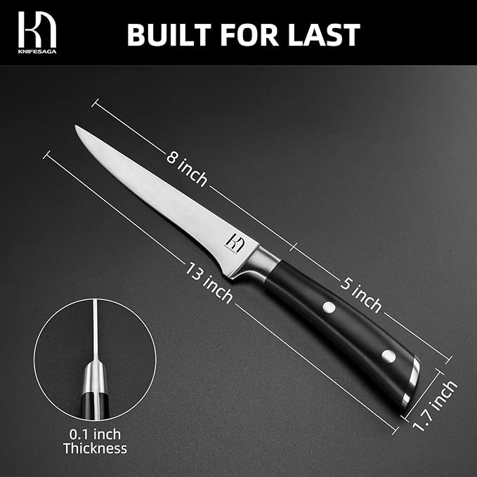 Boning Knife 6 inch for kitchen, Japanese Razor Sharp Fillet Knife High Carbon Stainless Steel, Professional Meat Cutting Knife with Ergonomic Handle, Time-saving Deboning Knife